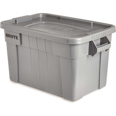 RUBBERMAID 20 Gal Gray Polyethylene Brute Storage Tote With Lid 6-Pack