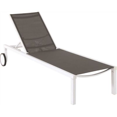 Cape Soleil Santorini Aluminum Sling Chaise Lounge Chair With Wheels Gray Sling