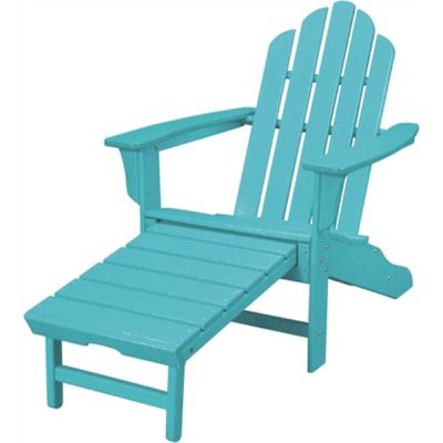 Cape Soleil Verde Adirondack Chair With Attached Ottoman In Aruba Blue