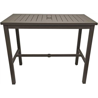 Grosfillex 51x28 Sigma Bar Height Table, 100% Aluminum, Black