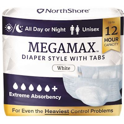 Northshore Megamax Overnight Adult Diaper Hvy Incontinence M Wht Case Of 40