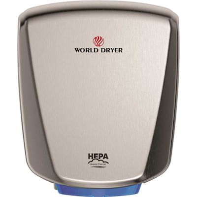 World Dryer World Dryer Hepa-Filtered Verdedri Hand Dryer, Brushed Stainless Steel