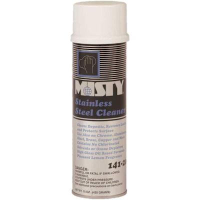 Misty Misty Stainless Steel Cleaner & Polish, Lemon Scent, 15oz Aerosol, Carton Of 12