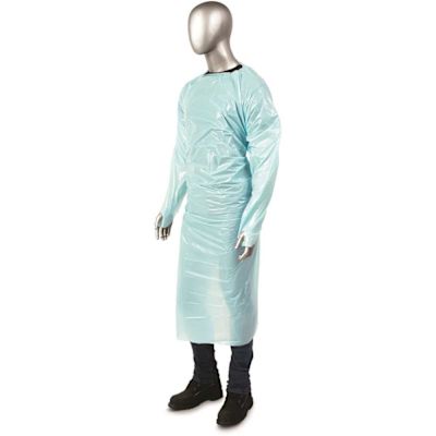 Ambishield 4 Mil Cpe Gown With Thumbloops 45" Blue Case Of 100