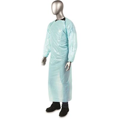 Ambishield 1.75 Mil Cpe Gown With Elastic Wrists 60" Blue Case Of 100