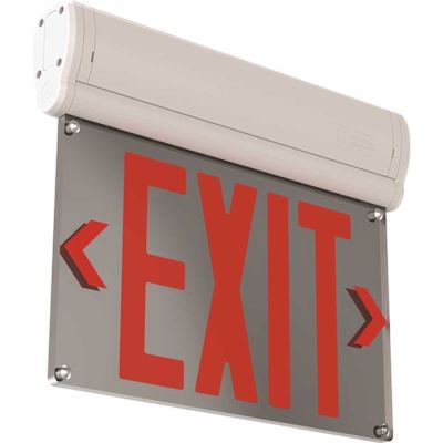 Lithonia Lighting Basics Edge-Lit Exit Sign, Surface Mount, White, Red Letter