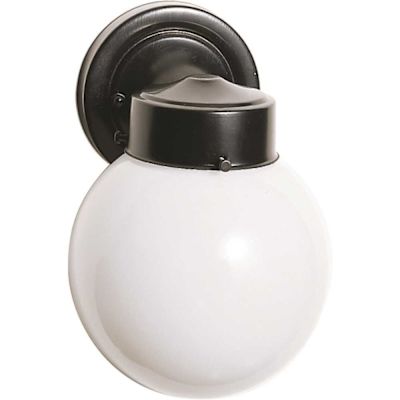 Satco Nuvo Black One-Light 6 Porch Wall Fixture With White Globe