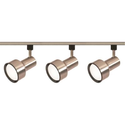 Satco Nuvo Brushed NICKEL Three-Light R30 Step Cylinder Track Kit