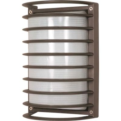 Satco Nuvo Architectural Bronze One-Light 10 Rectangle Cage Die Cast Bulk Head