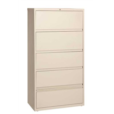 Hirsh 36" W 5 Drwr Metal Lateral File Roll-Out Shelve Letter/legal/a4 Hang Putty