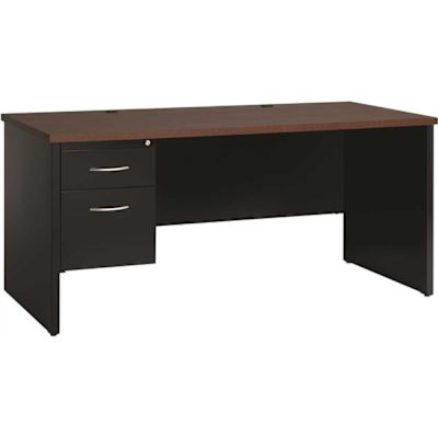 Hirsh Executive Office Modular Dbl Pedestal File Desk 30" Dx60" W Char/mahogany