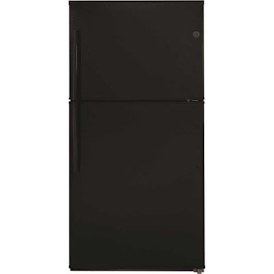 GE ENERGY STAR 21.1 Cu. Ft. Top-Freezer Refrigerator, Black, ADA