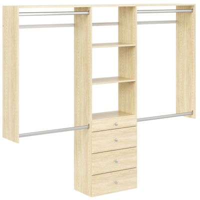 Easy Track 4'-8' W Premium Closet Kit + Drawers Honey Blonde