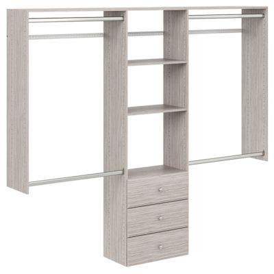 Easy Track 4' To 8' Deluxe PRO Closet Kit With Drawers Weathered Grey
