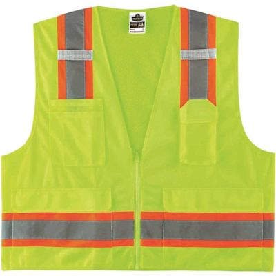 Ergodyne 8248z 4xl/5xl Lime Class 2 Two-Tone Surveyors Vest