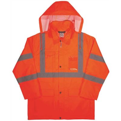 Ergodyne 8366 4xl Orange Class 3 Lightweight Hi-Vis Rain Jacket