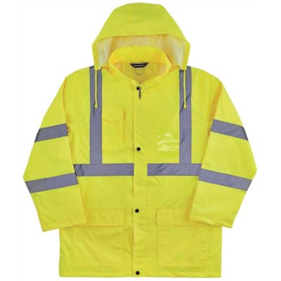 Ergodyne 8366 M Lime Class 3 Lightweight Hi-Vis Rain Jacket