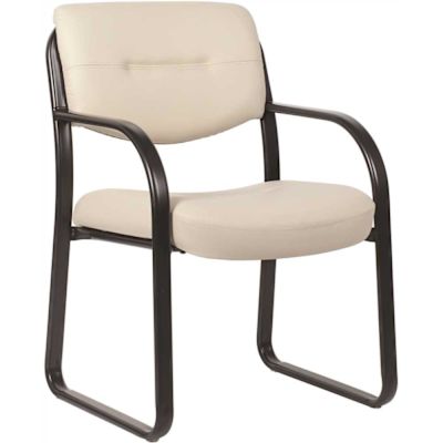Boss Office Products Black Tubular Steel Frame Guest Chair-Beige Vinyl Cushions