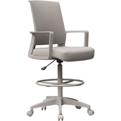 Boss Office Products Deluxe Gray Frame Gray Mesh Drafting Height Chair