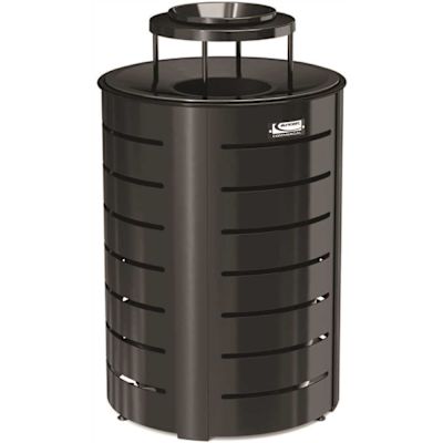 Suncast Commercial 35 Gallon Outdoor Decorative Metal Trash Can With Metal Lid