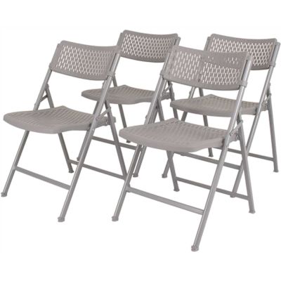 National Public Seating Airflex Folding Chair, Platinum, Package Of 4