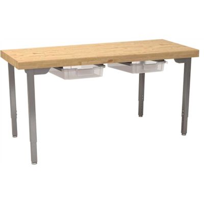 National Public Seating Adjust Utility Table With Butcherblock 30x60, 2 Tote