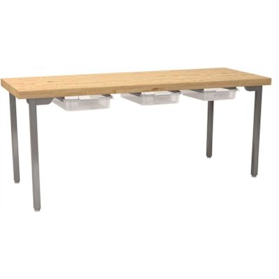 National Public Seating Hd Fixed Designer Table With Butcherblock, 3 Tote, 30x72