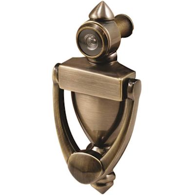 Generic Defender Sec Dr Knocker Viewer, Constrt, Antique Brass, 160 View