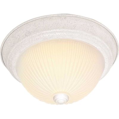 Satco White Two-Light 13 Flush Mount With Frosted Ribbed Glass