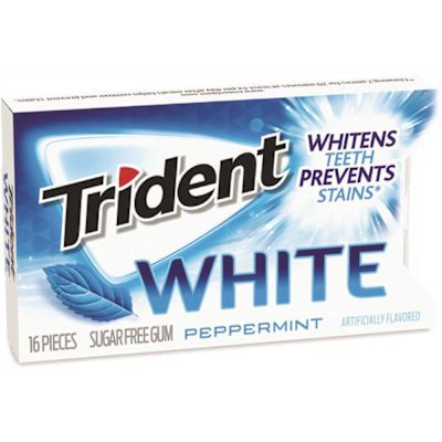 Trident Sugar-Free Gum, White Peppermint,16 Pieces/pack, 9 Packs/box