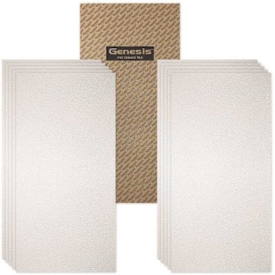 Genesis 2ft X 4ft Stucco PRO White Lay In Ceiling Tile, Carton Of 10