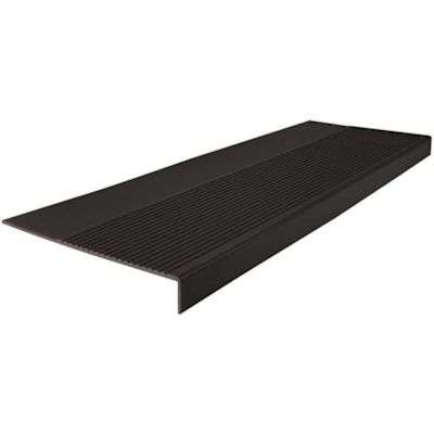 Roppe 12-1/4 X 4 Ft Black Ld Ribbed Rubber Square Nose Stair Tread
