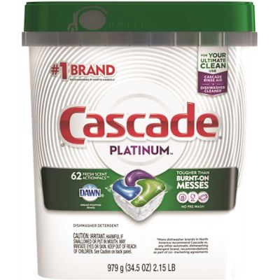 Cascade Actionpacs, Fresh Scent, 34.5 Oz 62/tub, Carton Of 186