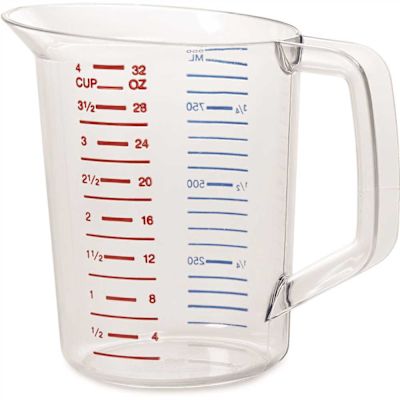 Rubbermaid Commercial 1 Qt Clear Polycarbonate Measuring Cup Package Of 6