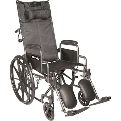 Drive Silver Sport 20" Reclining Wheelchair, Detachable Desk Length Arms