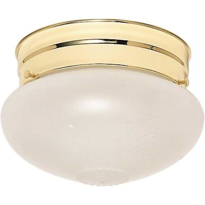 Satco Polished Brass One-Light Small Mushroom Flush Fixture