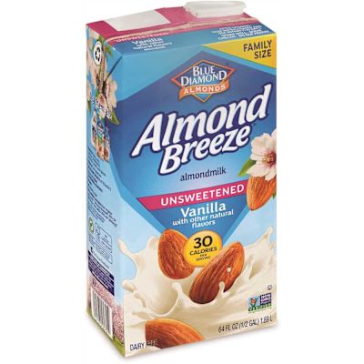 Blue Diamond Almond Breeze Almond Milk Unsweetened Vanilla 64 Oz Case Of 2