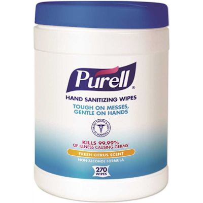 Purell Sanitizing Hand Wipes, 6 X 6 3/4, White, Package Of 6