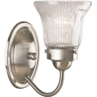 Progress Lighting Joy One Light Brushed NICKEL Bath Light With Etched Glass