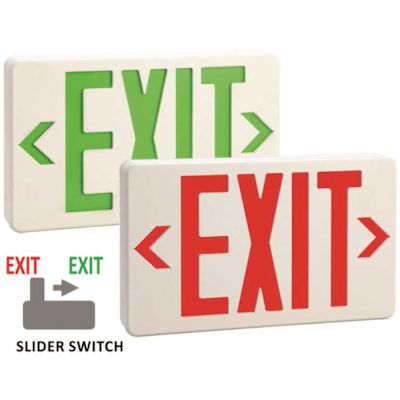 Halco LED Exit Sign Remote Capacity, Red/green Letter, Single/double Face, White