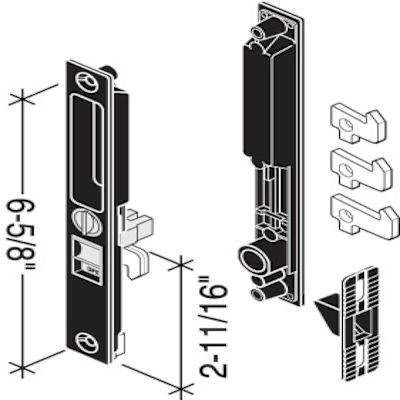Generic Sliding Glass Door Handle Flush Mount Mid Body Hook Black
