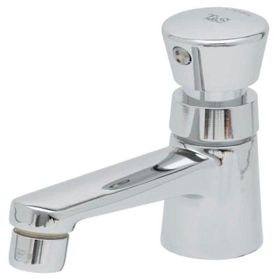 T & S Sill Faucet Self Close Metering Push Button Vandal Resistant .05 GPM