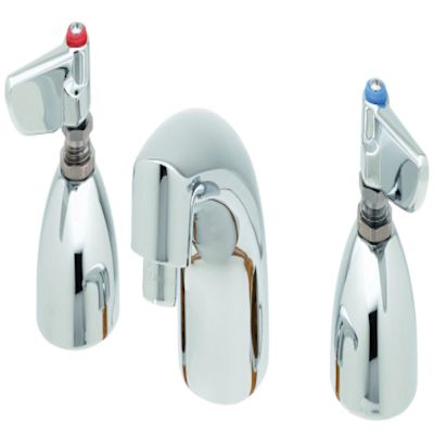 T & S Bathroom Faucet 8" Center Lever Handles Cast Spout Chrome 2.2 GPM
