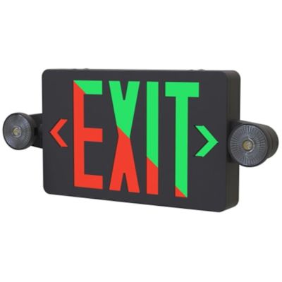 Halco Emergence LED Exit With Emergency Light, Selectable Red/green, Black