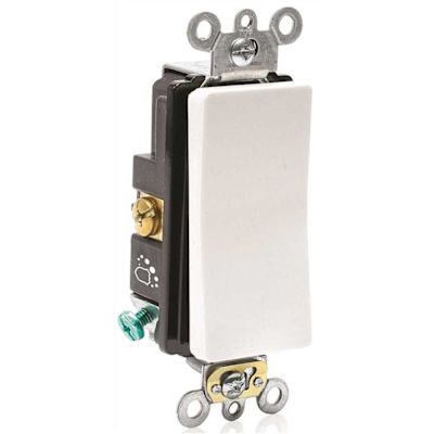 Leviton Decora Plus 20 Amp 120/277-Volt Single-Pole Antimicrobial Treated Rocker Switch, White A5621-2W