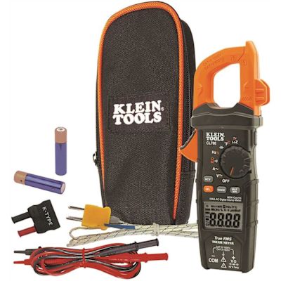 Klein Tools 600 Amp AC True RMS Auto-Ranging Digital Clamp Meter with Temp and Carrying Case