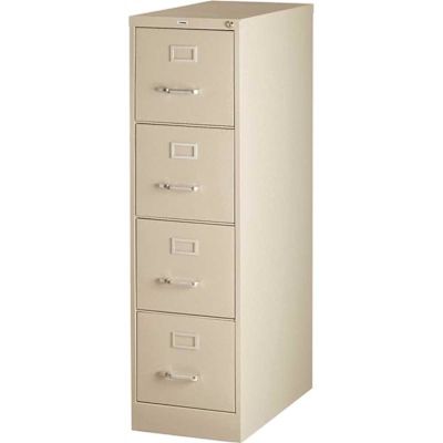 Lorell 15 in. x 26-1/2 in. x 52 in. Putty Vertical File Cabinet with 4-Drawers, Security Lock and Letter Files