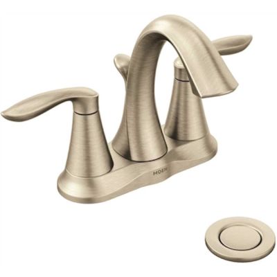 MOEN Eva 4 in. Centerset 2-Handle High-Arc Bathroom Faucet in Brushed Nickel