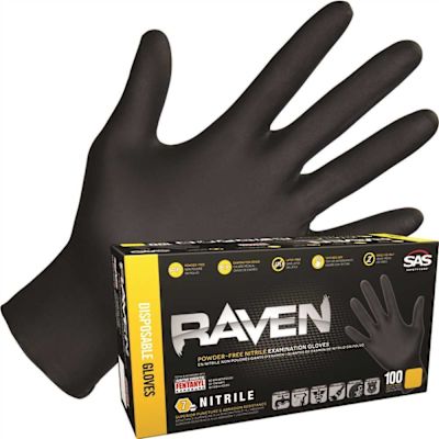 SAS Raven 7 Mil Nitrile Powder-Free Disposable Gloves, X-Large (100 Gloves/Box)
