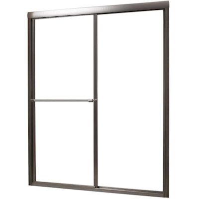 CRAFT + MAIN Tides 56 in. to 60 in. x 70 in. H Framed Sliding Shower Door in Brushed Nickel and Clear Glass